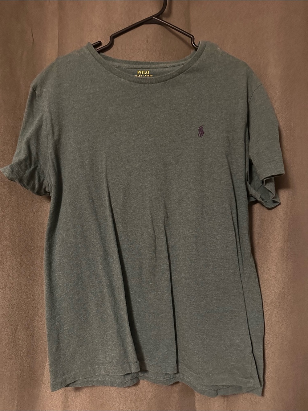 Polo by Ralph Lauren Heather Grey Short-Sleeve Crewneck Tee with Purple Pony